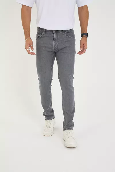 جينز رجالي ليكرا دينيم بقصة عادية