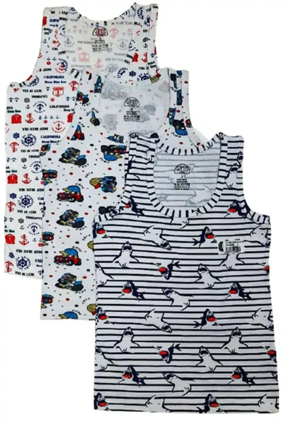 Silver 3-Pack Boys' Mixed Pattern Tank Tops