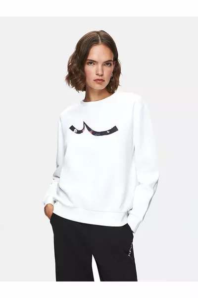 Бежова спортна блуза с надпис Sıgn