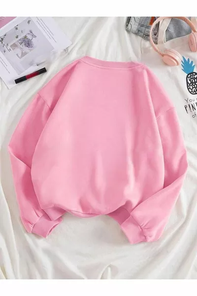 pink Chicago print crewneck sweatshirt