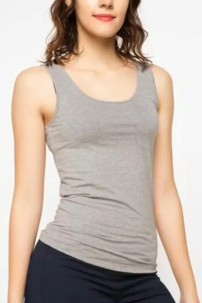 Damen Graues Trägershirt aus Rippstrick