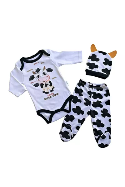 Комплект для новорождённого с коровьим принтом, 3 предмета, для выписки из роддома