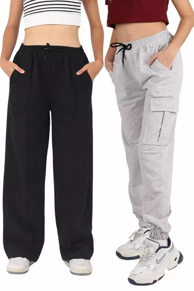 Wijde Broek Cargo Zak 2-delige Meisjes Joggingbroek