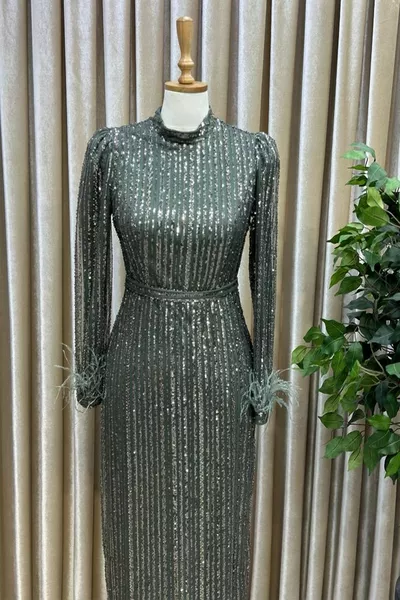 Hijab Pen Avondjurken met Mouwen