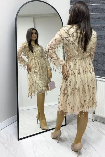 Robe de soirée femme à double boutonnage doré Pulpayet grande taille