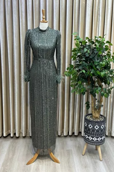 Kollar Otrişli Tesettür Kalem Abiye