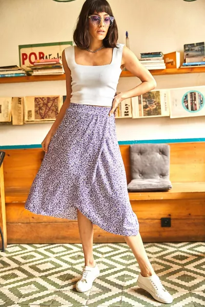 المرأة أرجواني صغير ديزي التفاف تنورة 