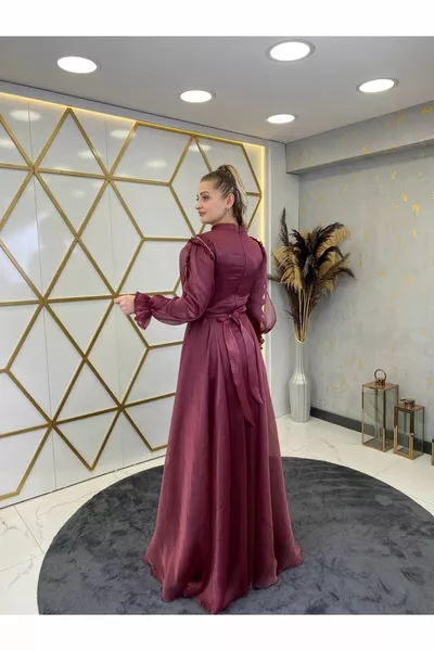 Вечерна рокля Sema Hijab с рамене Fuchsia