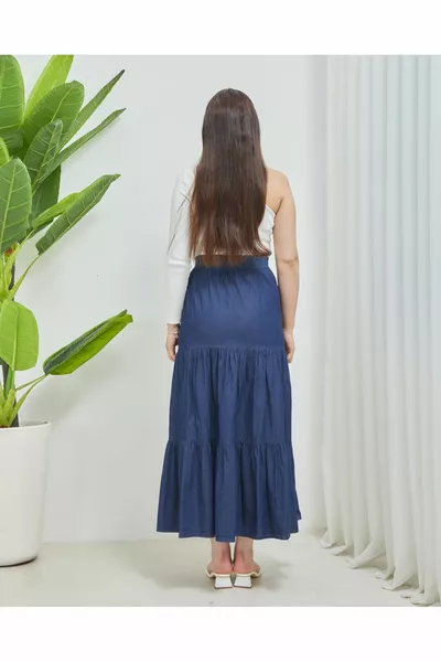 تنورة الدنيم, تنورة دنيم ذات طبقات, تنورة طويلة, تنورة حجاب, تنورة كاجوال, تنورة طويلة, هدية الأم