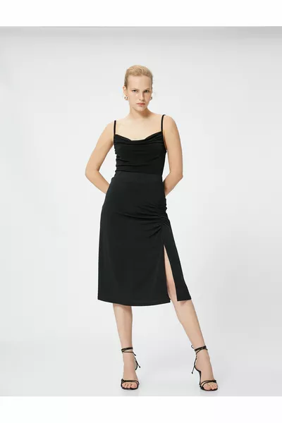 Midi Skirt Draped Slit