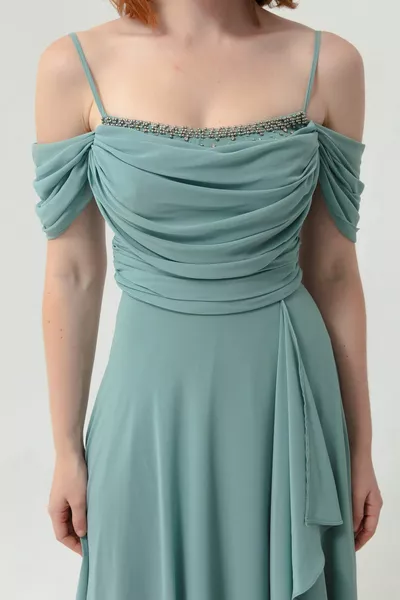 المرأة الفيروز حبل حزام الحجر مفصلة طويلة مساء اللباس