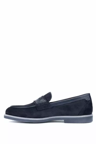 Blaue Loaferschuhe aus echtem Leder für Herren