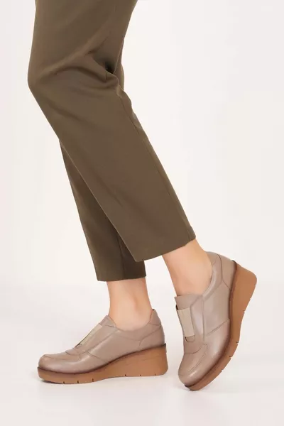 Echt lederen anatomische zool comfortabele elastische gedetailleerde schoenen elnr.