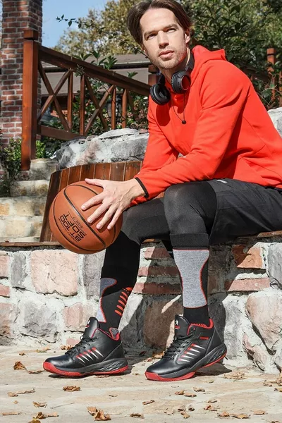  Schwarz-Rot Orthopädische Herren Sneaker