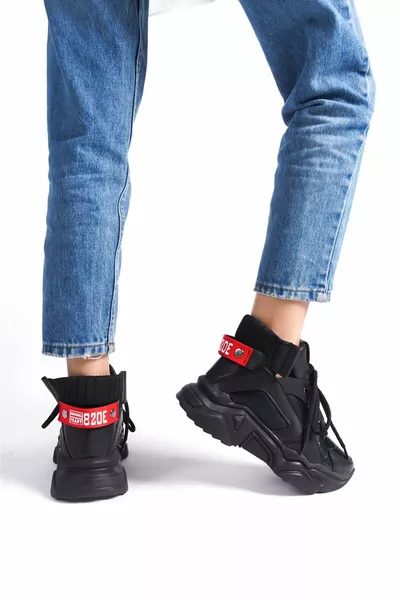 Nolli Black Skin Rode Gedetailleerde Laarzen