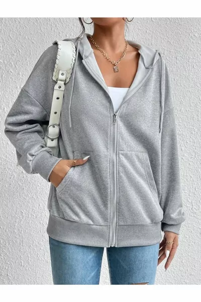 مقنعين للجنسين كبيرة الحجم رمادي بسحاب كارديجان