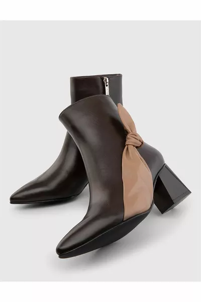 الذئبة جلد طبيعي المرأة البني المنك الأحذية ذات الكعب العالي