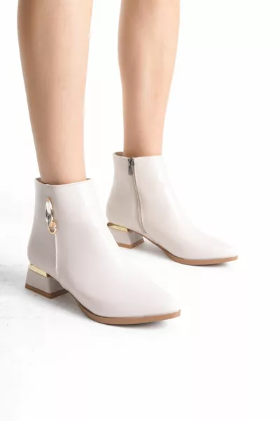 كعب قصير بسحاب حجر مفصل الجوارب النسائية الحذاء