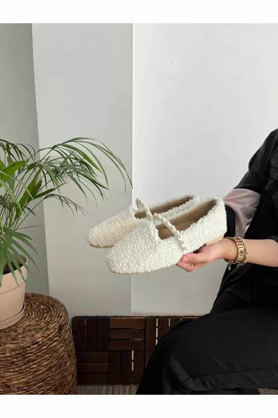 المرأة لؤلؤة مفصلة ريش الضأن أنيقة عارضة عارضة الباليه الشقق أحذية المنزل طبل فليت