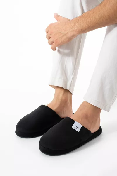 Schwarze Unisex rutschfeste Pelz Winter Hausschuhe Hausschuhe