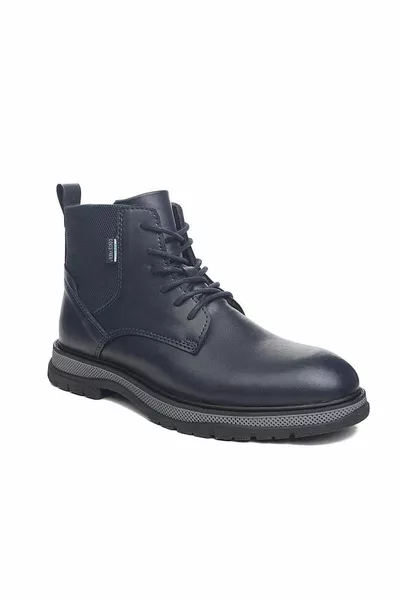 Темно-синие мужские ботинки на шнуровке с полиподошвой