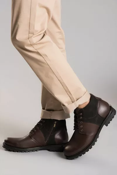 أحذية رجالية جلد طبيعي بني 