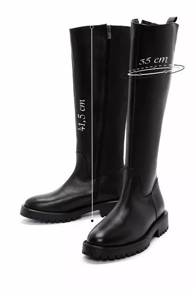 Bottes en cuir noires à fermeture éclair pour femmes 