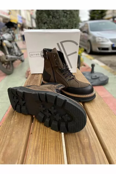 ® |James Franco Bottes en cuir véritable à semelle légère pour hommes 