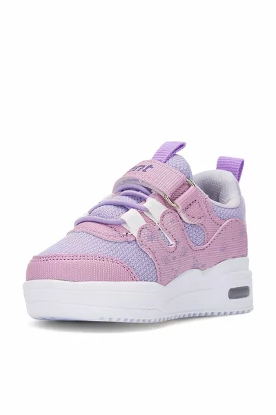 Casual Lilac Girls Boys Baby Lights Velcro Elastic Lace-Up Butterfly Detailed Sneakers 