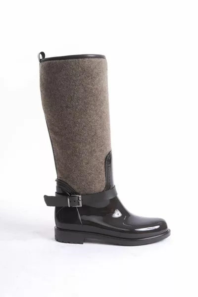 -KVZ المرأة متعرجة منقوشة براون / أحذية المطر المنك