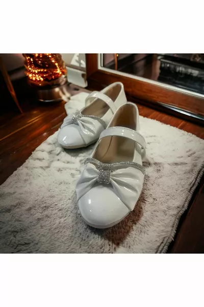 حجر براءات الاختراع والجلود الأبيض الأطفال الباليه الشقق