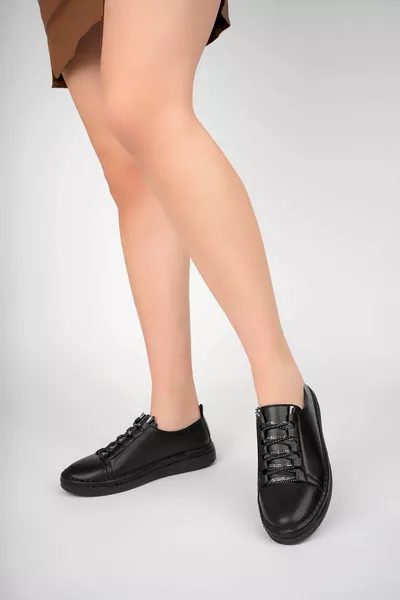 Padded Heel Black Women's Shoes