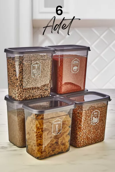 مجموعة حاويات تخزين الطعام المستطيلة المرقمة من المولي 6 قطع - مجموعة قابلة للتكاثر بأغطية 2 لتر