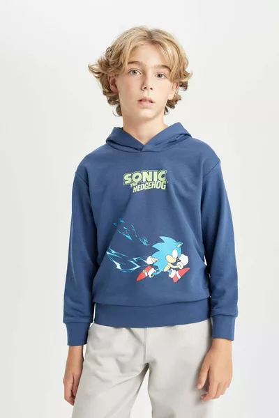 Boys' Sonic the Hedgehog Hooded Sweatshirt with Back Print AU