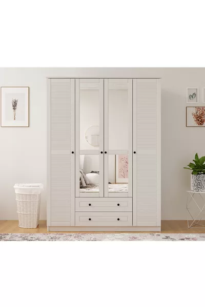 Armadio Diva Country 4 Ante con 2 Cassetti e Specchio