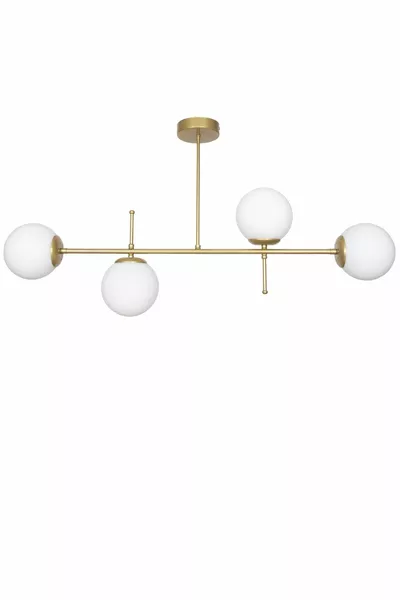 Cello Modern Luxus Design Gold Farbe Weiß Gläsernde Decken-Esstischlampe - Wohnzimmer 4-flammiger Kronleuchter