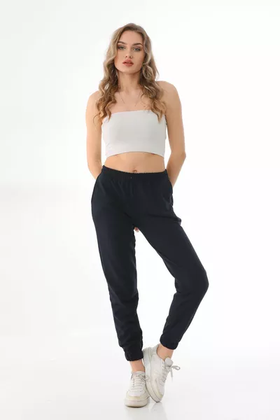 Lacivert Yüksek Belli Jogger Yazlık Eşofman Altı