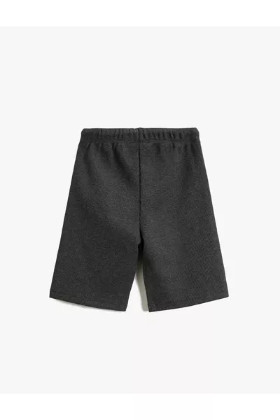 Textured Tie-Waist Basic Shorts