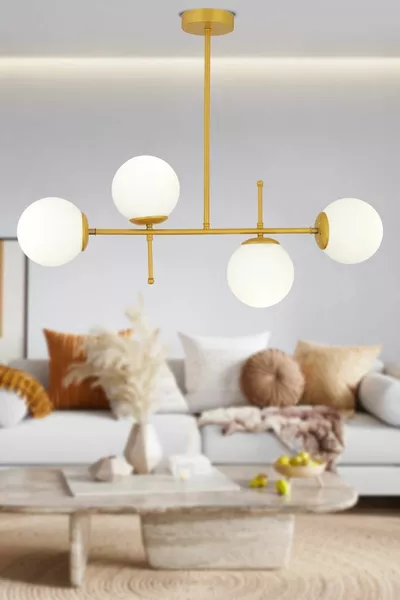 Günay 4-Light Gold Modern Kitchen Dining Table Bedroom Living Room Chandelier