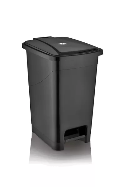 Тънко кошче за баня и кухня с педал (без вътрешен контейнер) - литри - черно