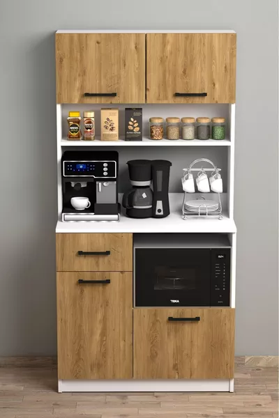 خزانة زاوية قهوة متعددة الاستخدامات موكا من خشب الصنوبر