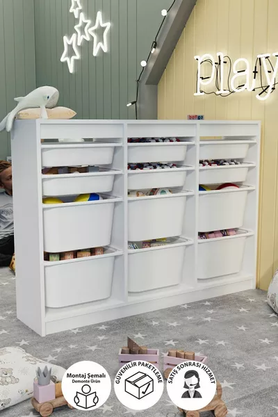 Basket Cabinet Multi-Purpose Cabinet Toy Cabinet Lara White