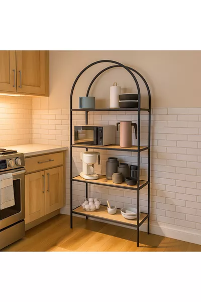 Mona Kitchen Stand 4-Shelf Coffee Corner Kitchen Rack Kitchen Island Multi-Purpose Cabinet Atlantic Pine