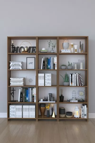 خزانة كتب واسعة 5 رفوف - جوز