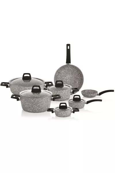 MasterCook Family 4-Piece Granite Pot Set Gray