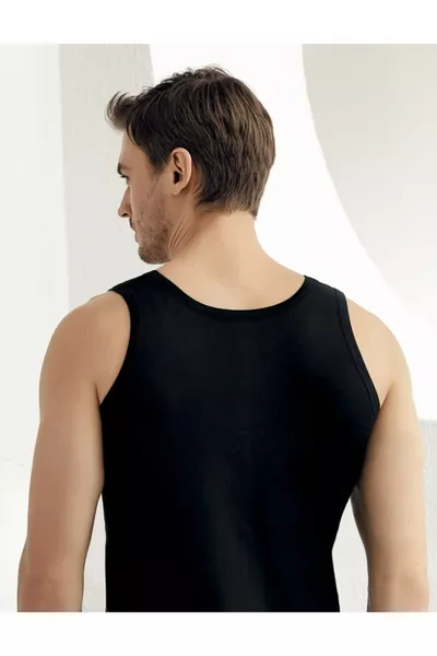 Canottiera da uomo nera, confezione da 6, % cotone 