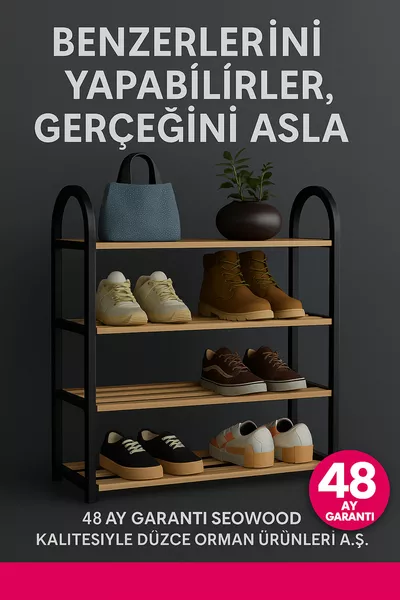 خزانة أحذية خشبية سوداء بارتفاع 4 طوابق  | جودة من الدرجة الأولى – تصميم متين وأنيق