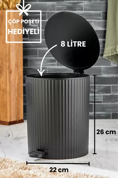 ESTE - Кош за боклук с кръгли педали - с капак на райе - за баня и кухня