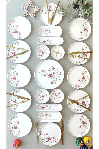 Fushia Çiğdem  Kişilik  Parça Kahvaltı Takımı