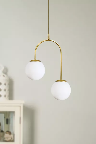 Janin Moderner Salon - Küche - Schlafzimmer Hängeleuchte Antik Weißer Körper mit Glas 2-flammig